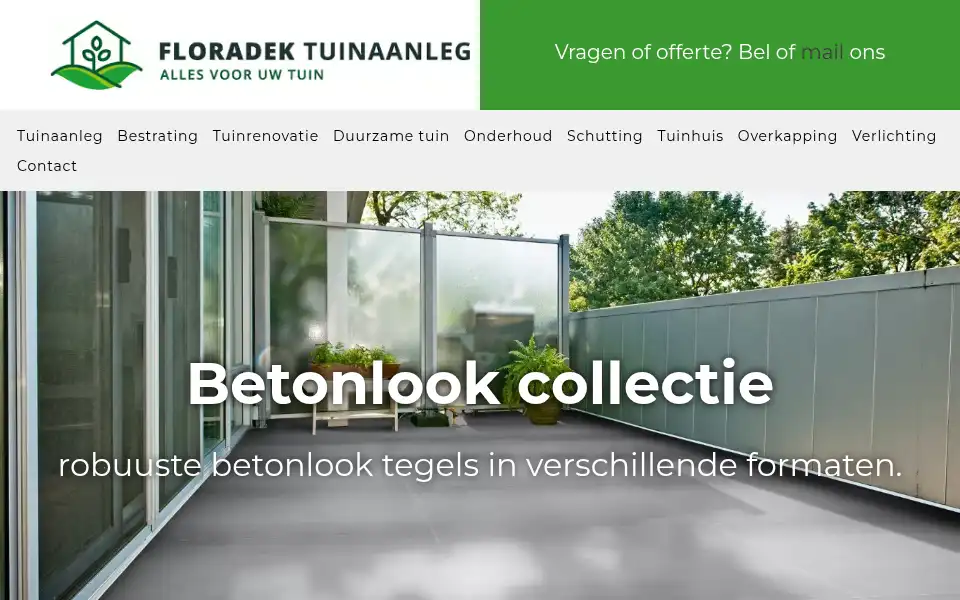 Screenshot of floradektuinaanleg.nl