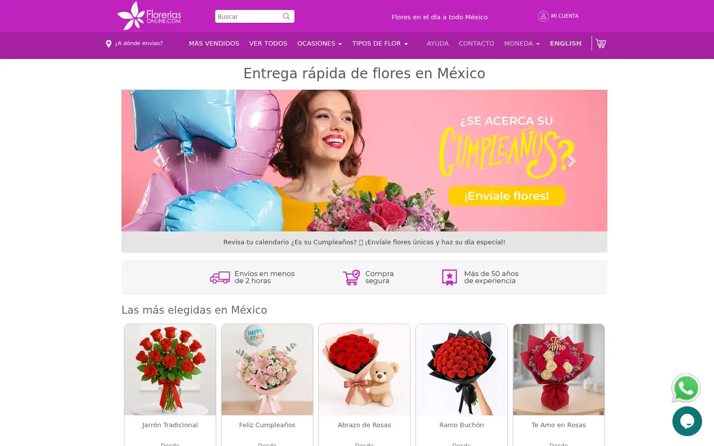 Screenshot of floreriasonline.com