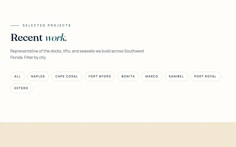 Screenshot of floridaliftsanddocks.com