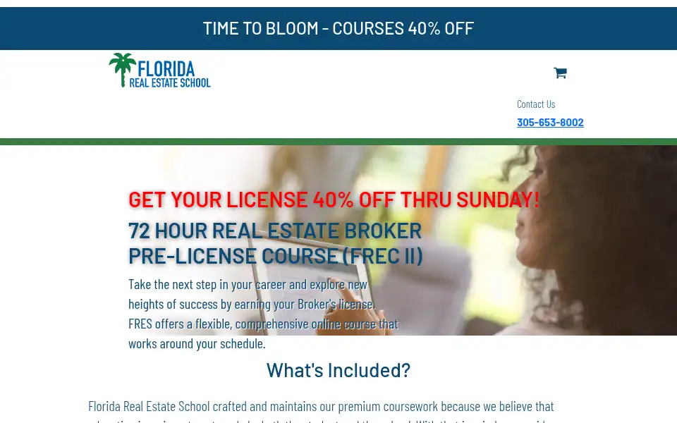 Screenshot of floridarealestateschool.com
