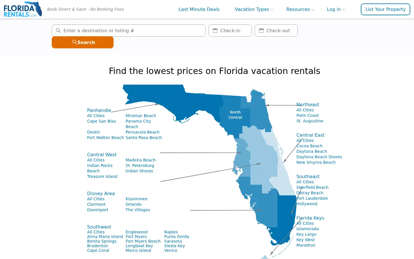 Screenshot of floridarentals.com