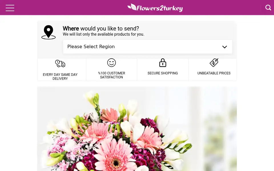 Screenshot of flowers2turkey.com
