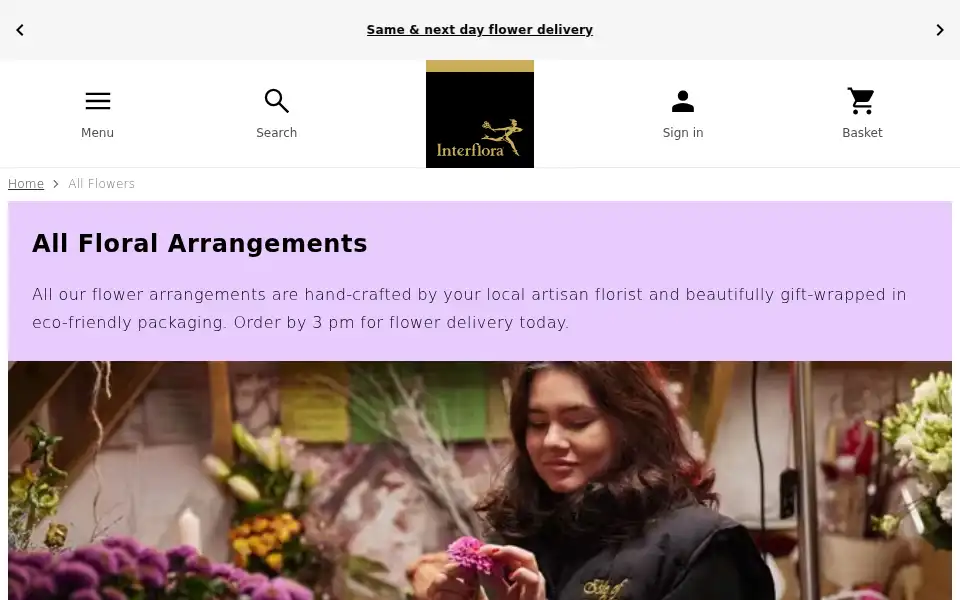 Screenshot of flowersdirect.co.uk