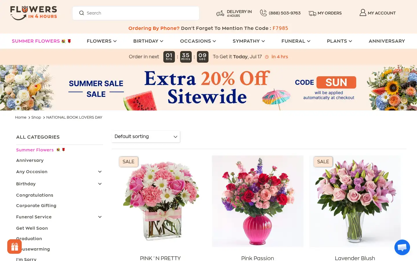 Screenshot of flowersin4hours.com