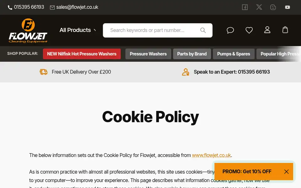 Screenshot of flowjet.co.uk