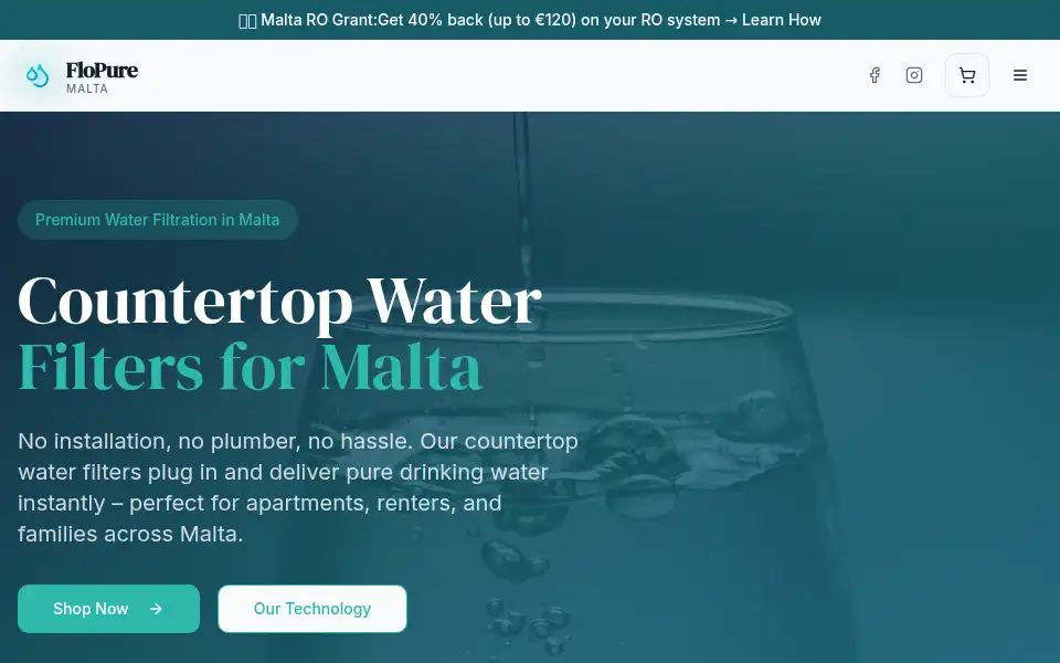 Screenshot of flowpure.com.mt