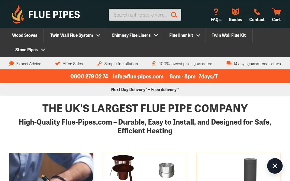 Screenshot of flue-pipes.com