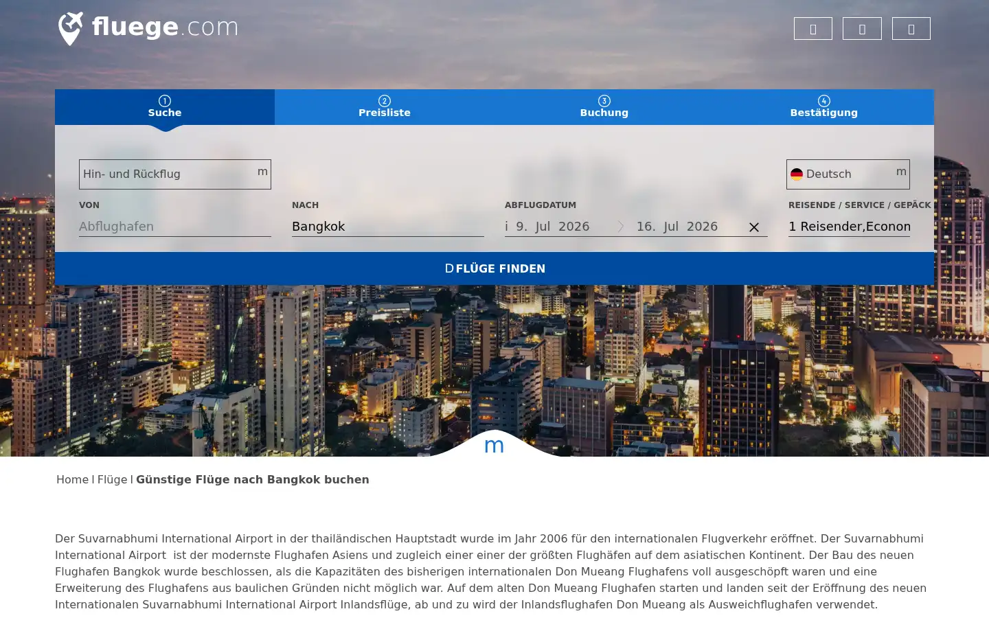 Screenshot of fluege.com