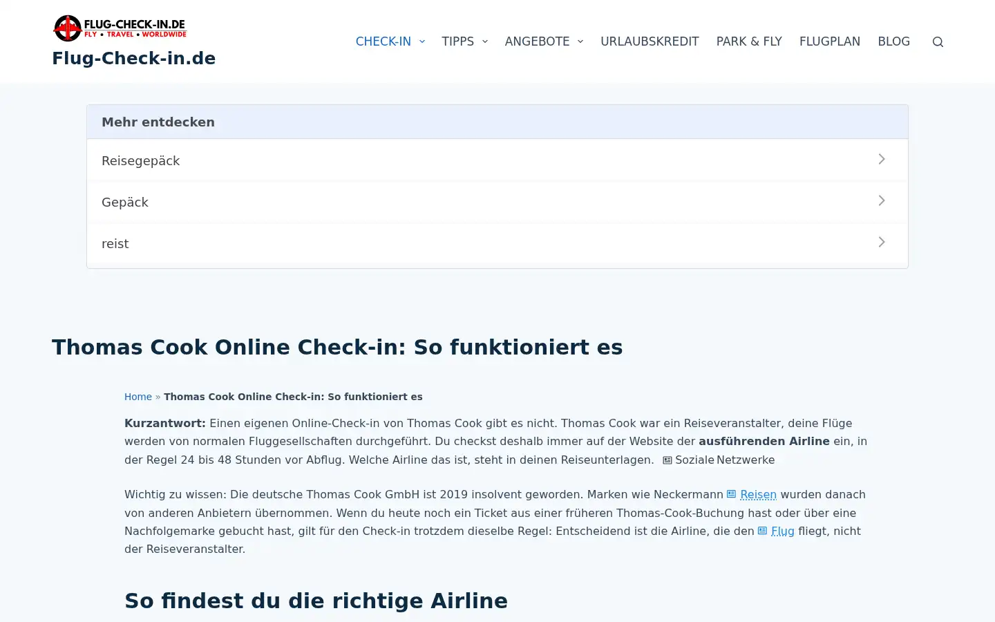 Screenshot of flug-check-in.de