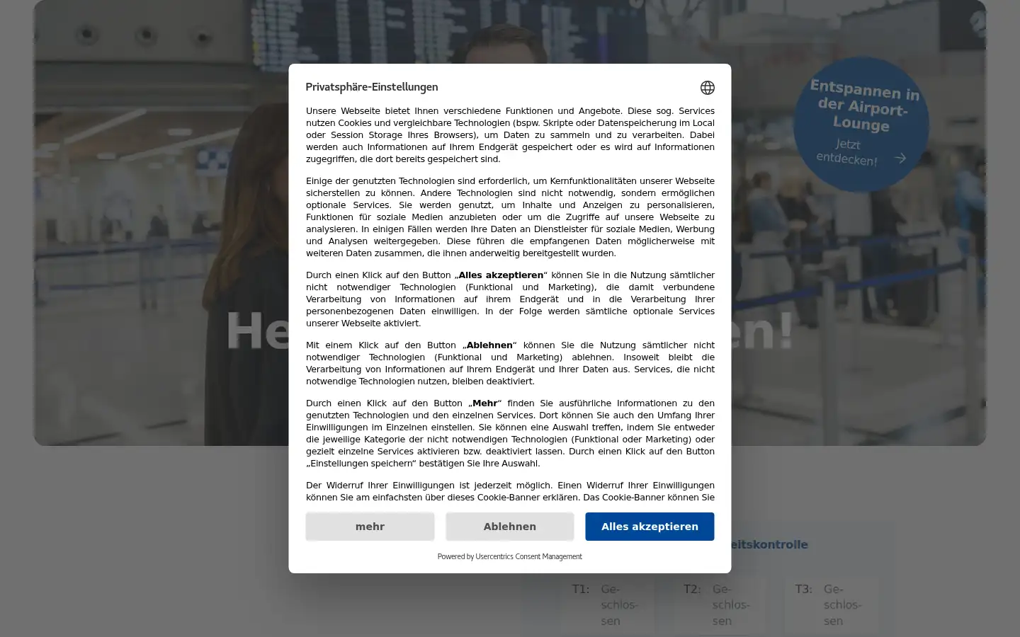Screenshot of flughafen-stuttgart.de