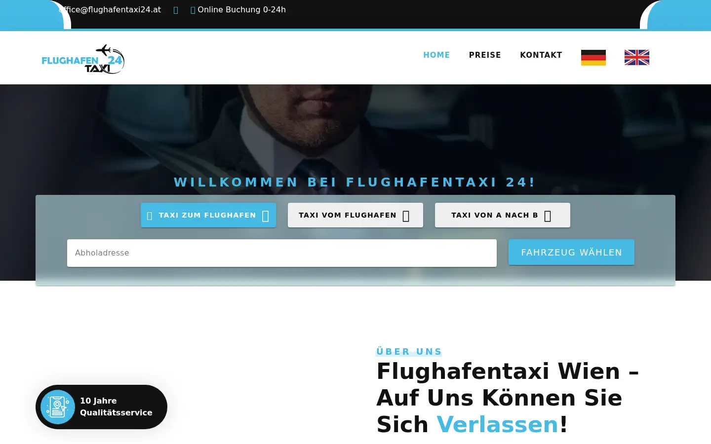 Screenshot of flughafentaxi24.at
