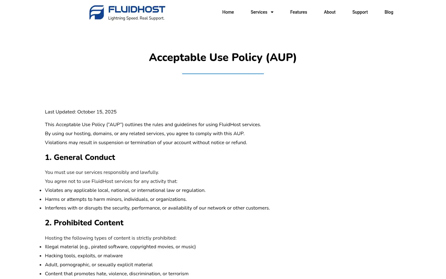 Screenshot of fluidhost.com