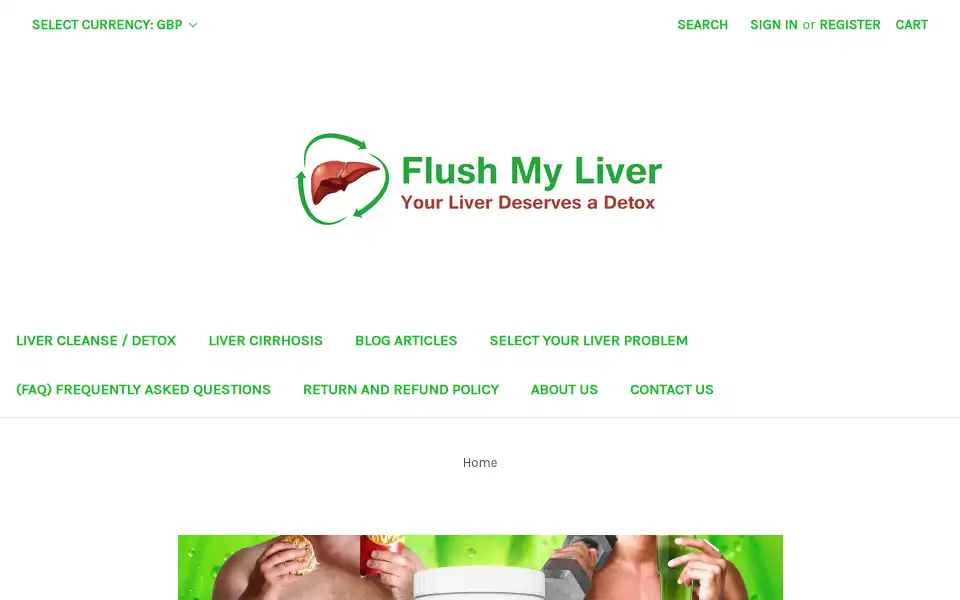 Screenshot of flushmyliver.co.uk