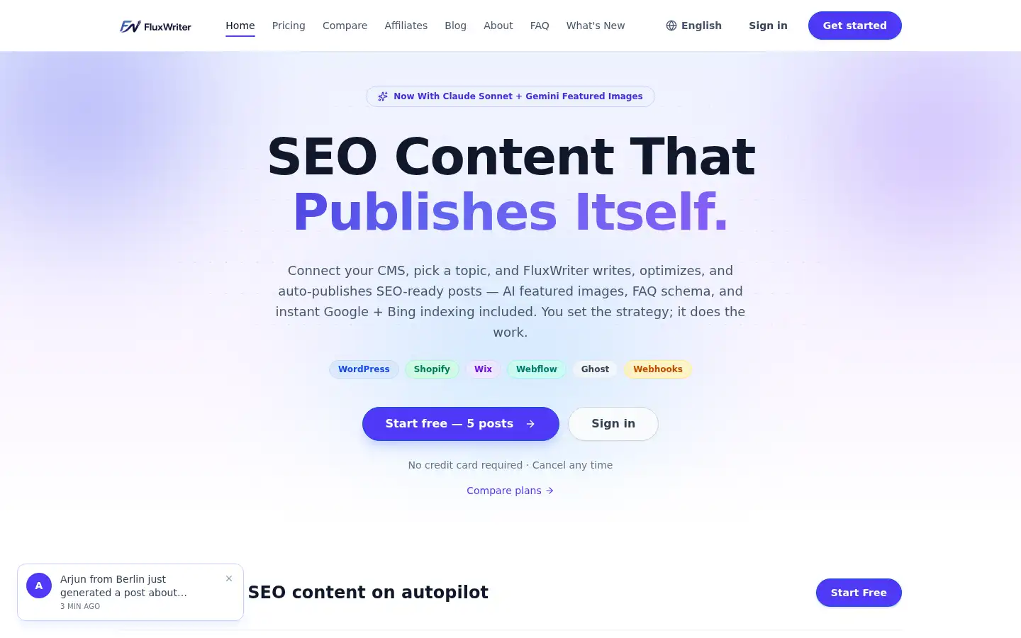 Screenshot of fluxwriter.com