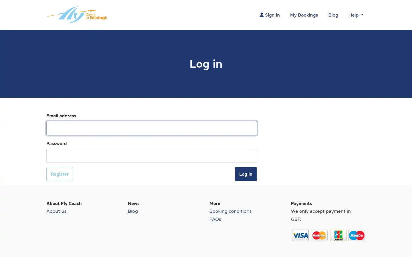 Screenshot of fly-coach.co.uk