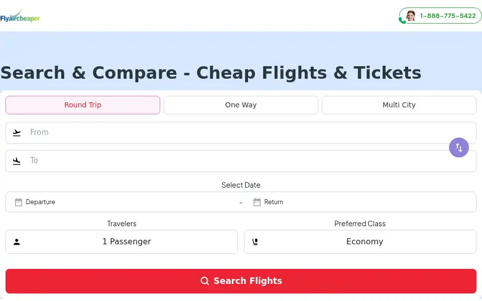 Screenshot of flyaircheaper.com