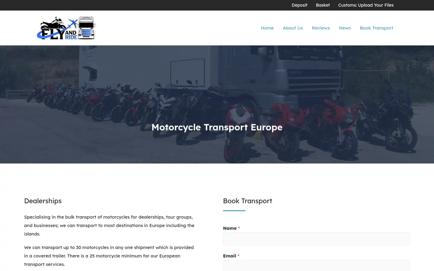 Screenshot of flyandride.co.uk
