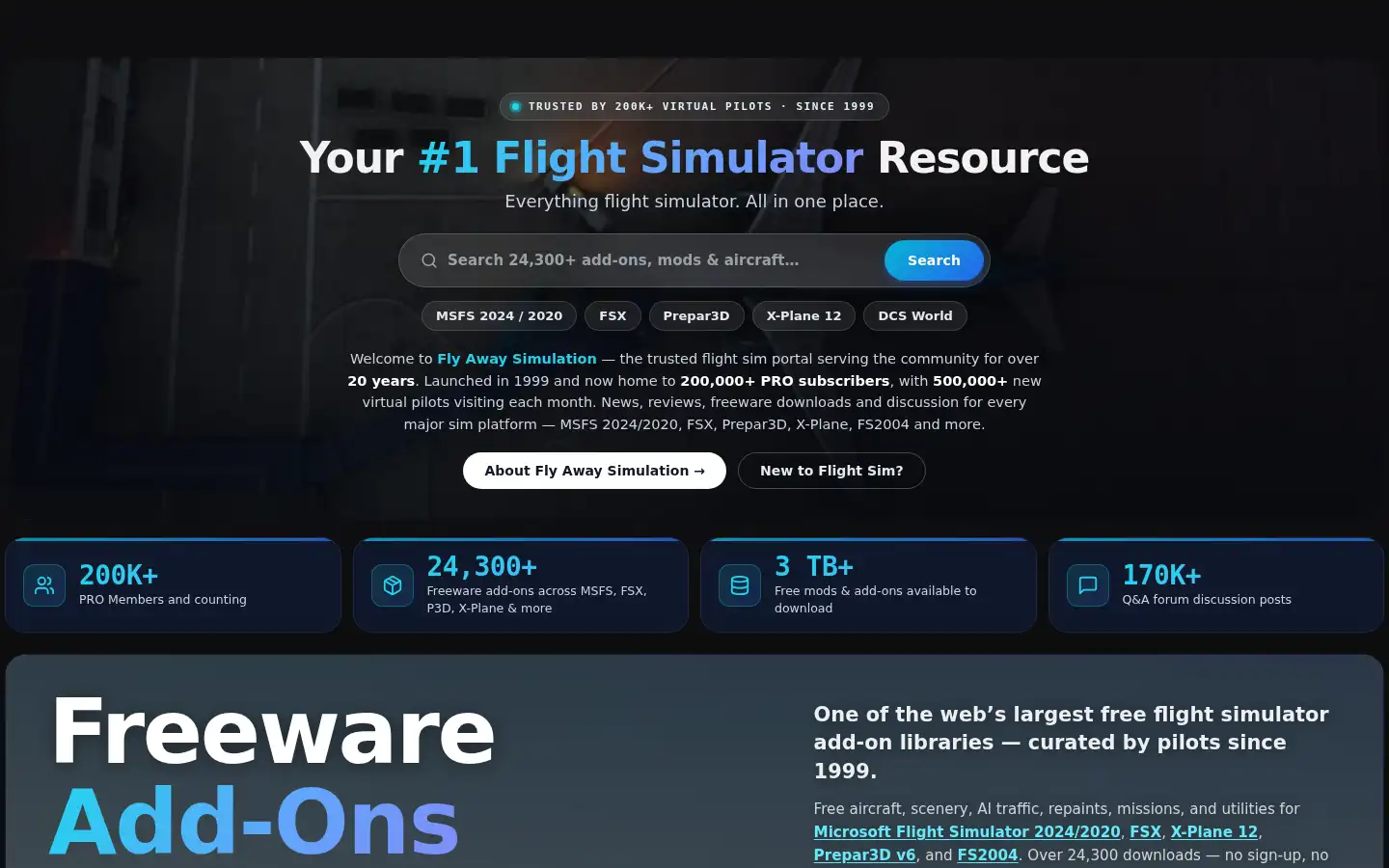 Screenshot of flyawaysimulation.com