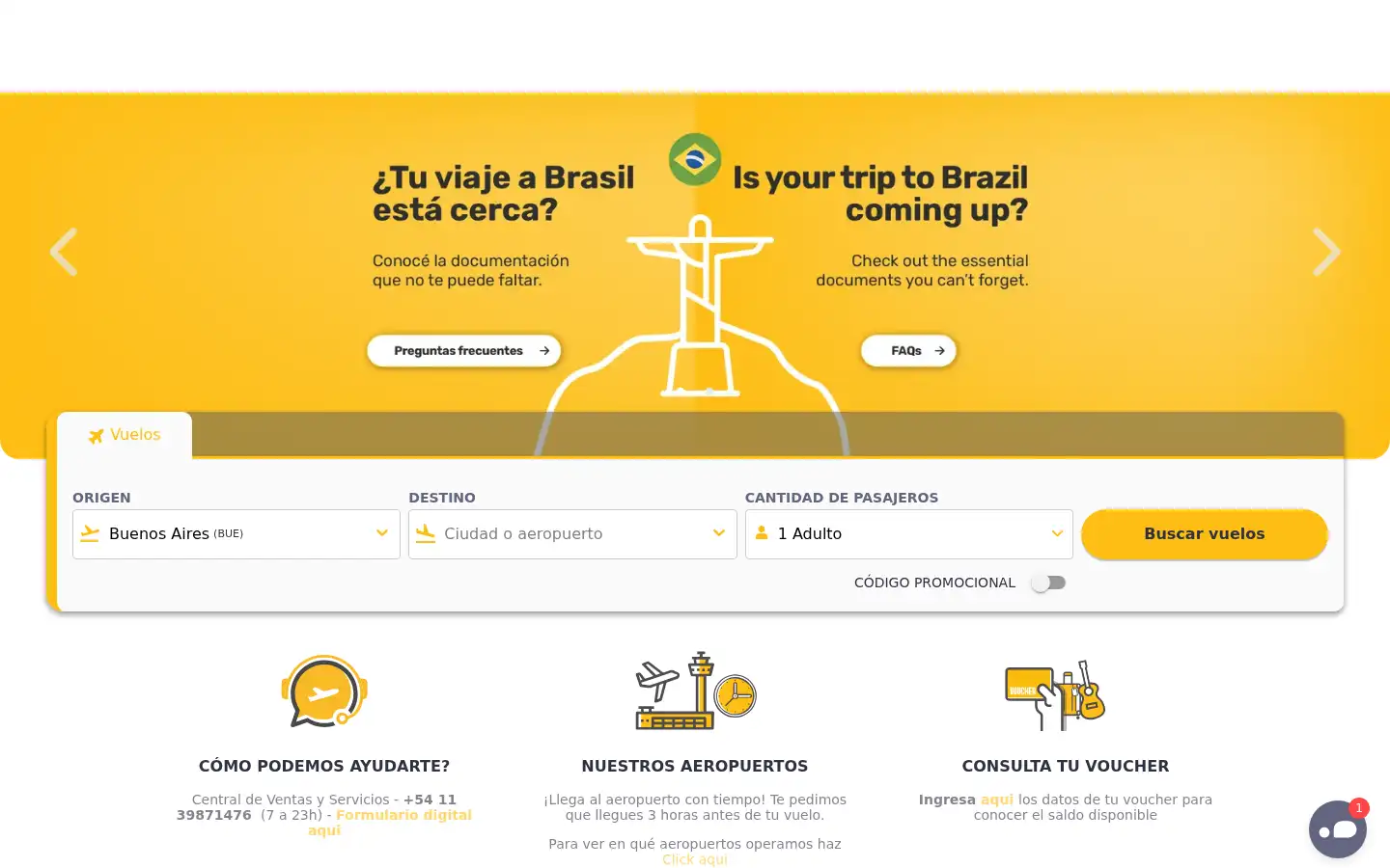 Screenshot of flybondi.com