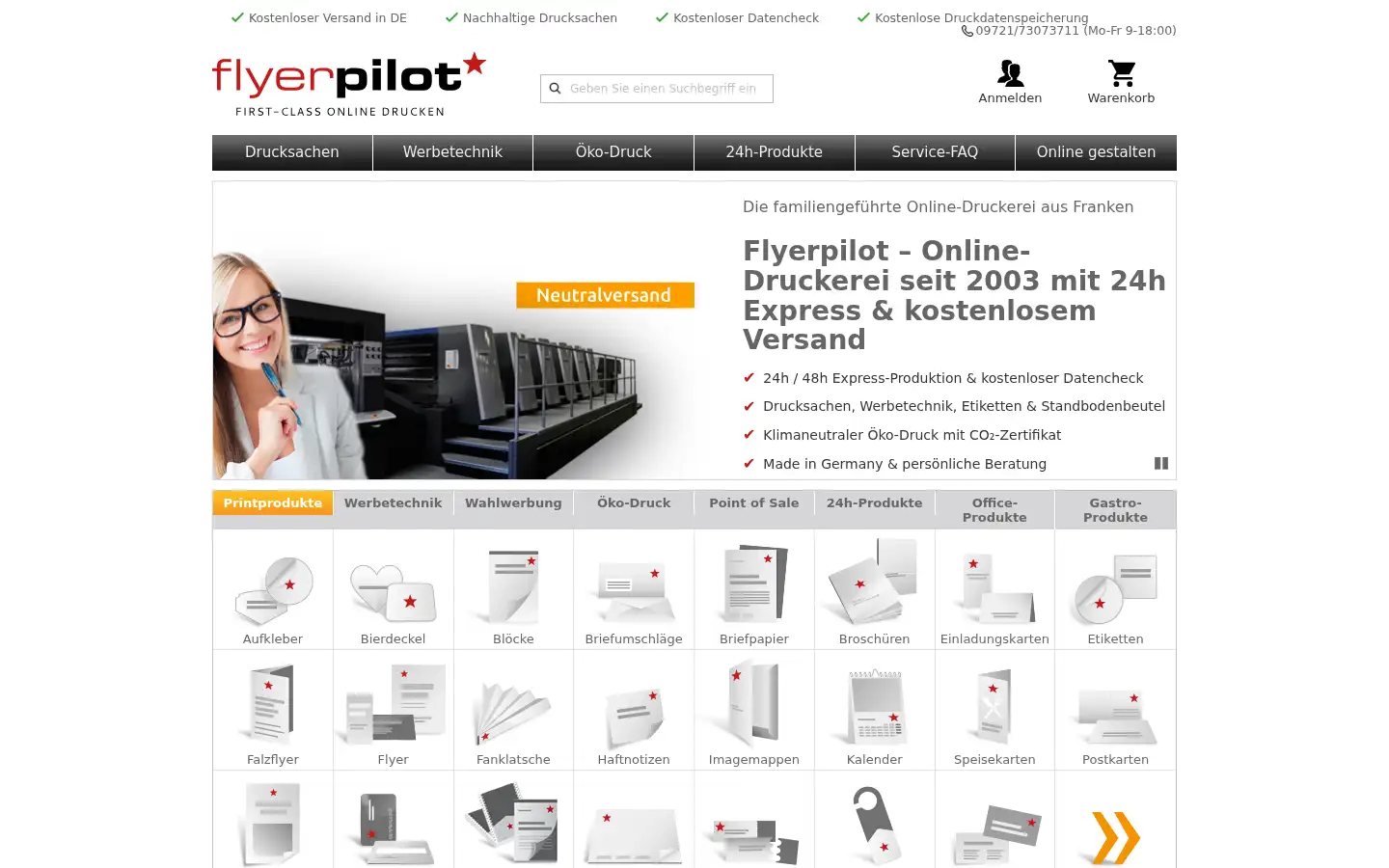 Screenshot of flyerpilot.de