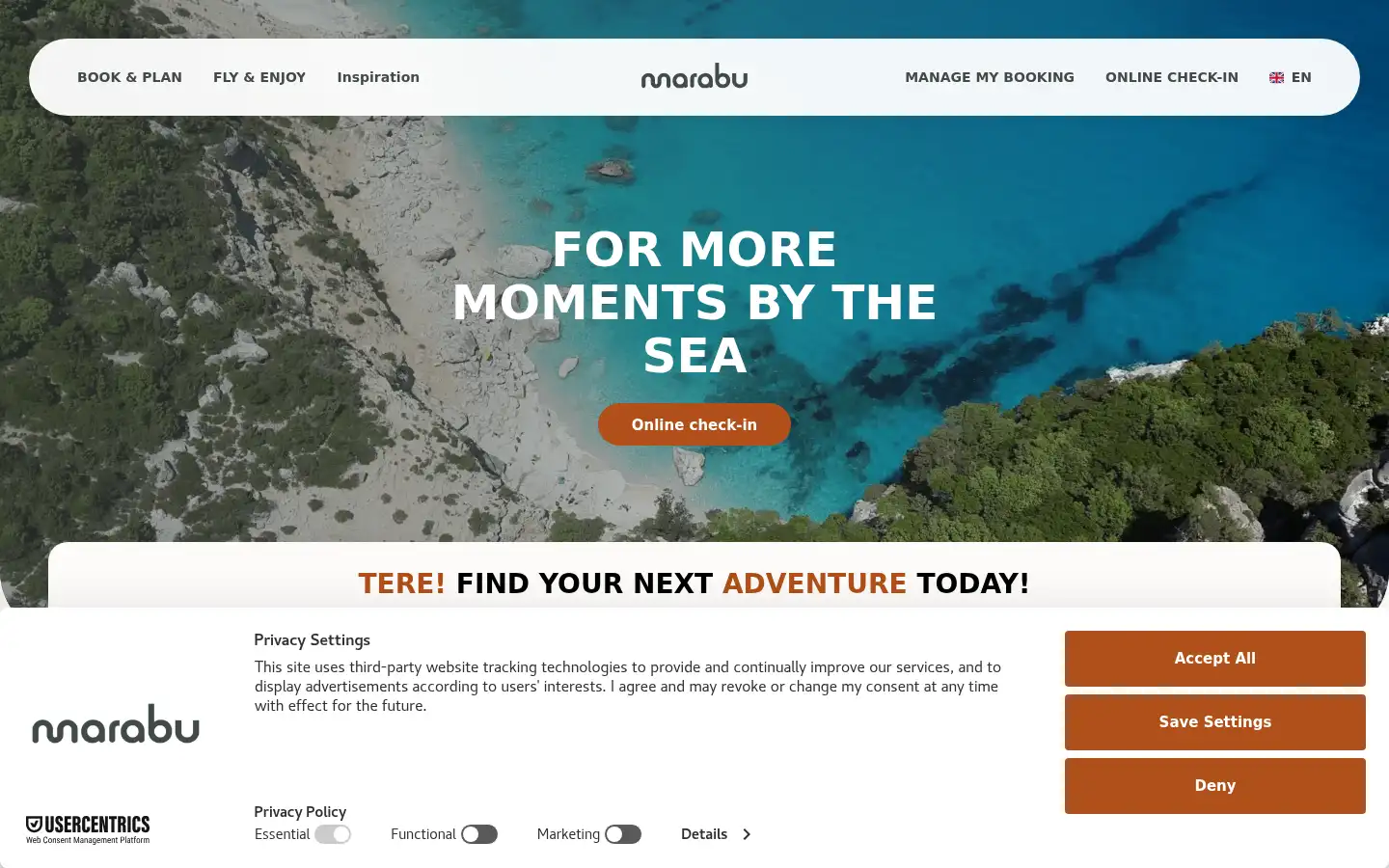 Screenshot of flymarabu.com