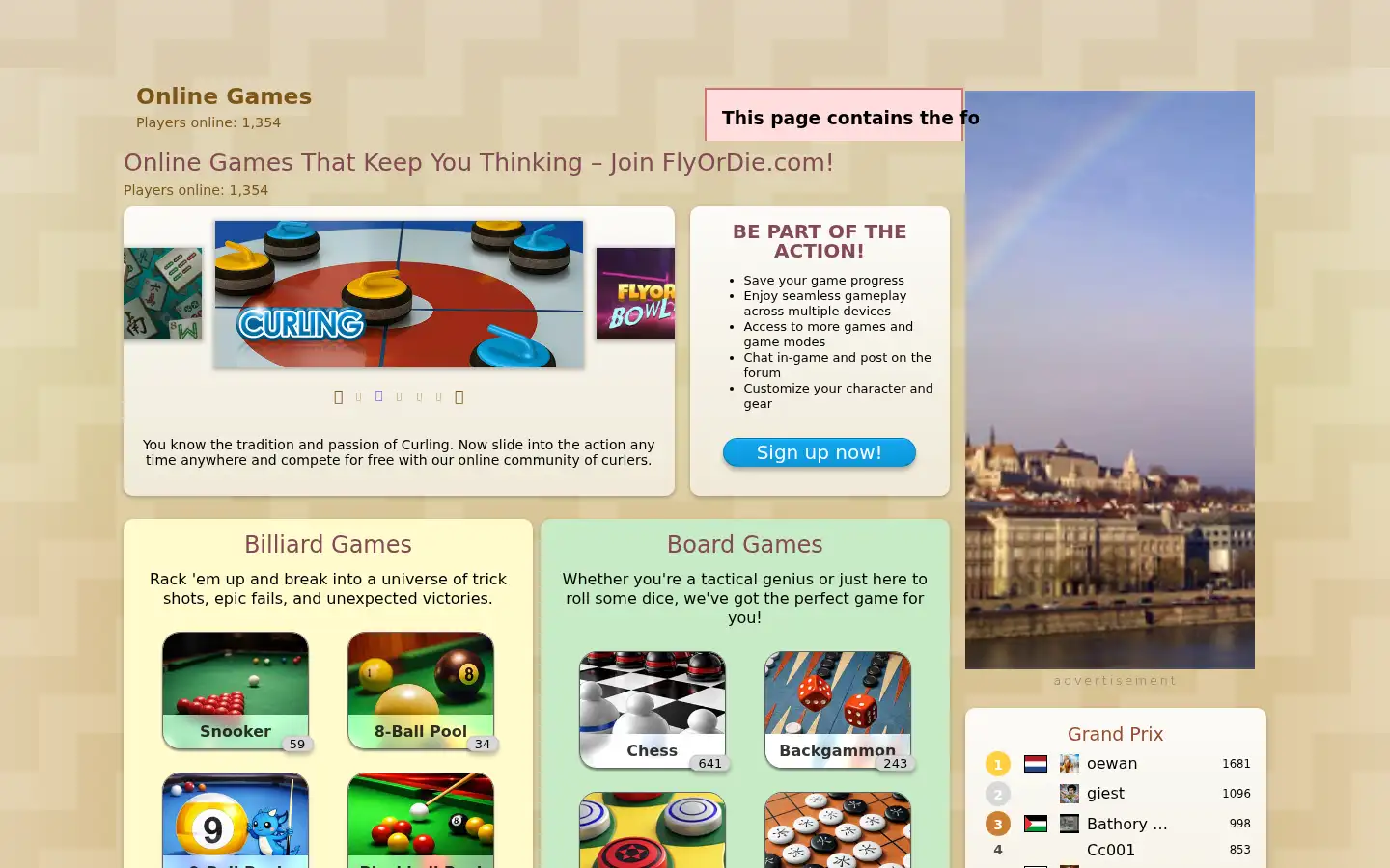 Screenshot of flyordie.com