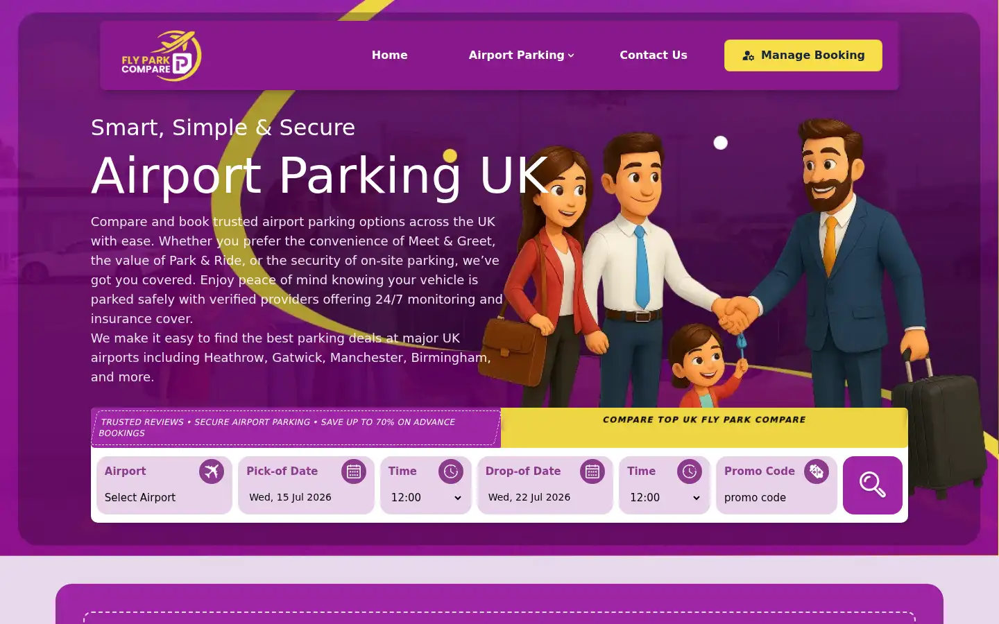 Screenshot of flyparkcompare.com