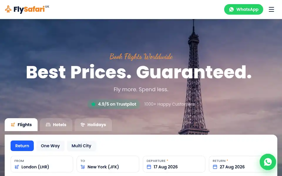 Screenshot of flysafariuk.co.uk