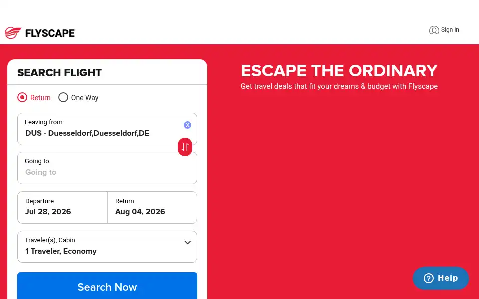 Screenshot of flyscape.com.au
