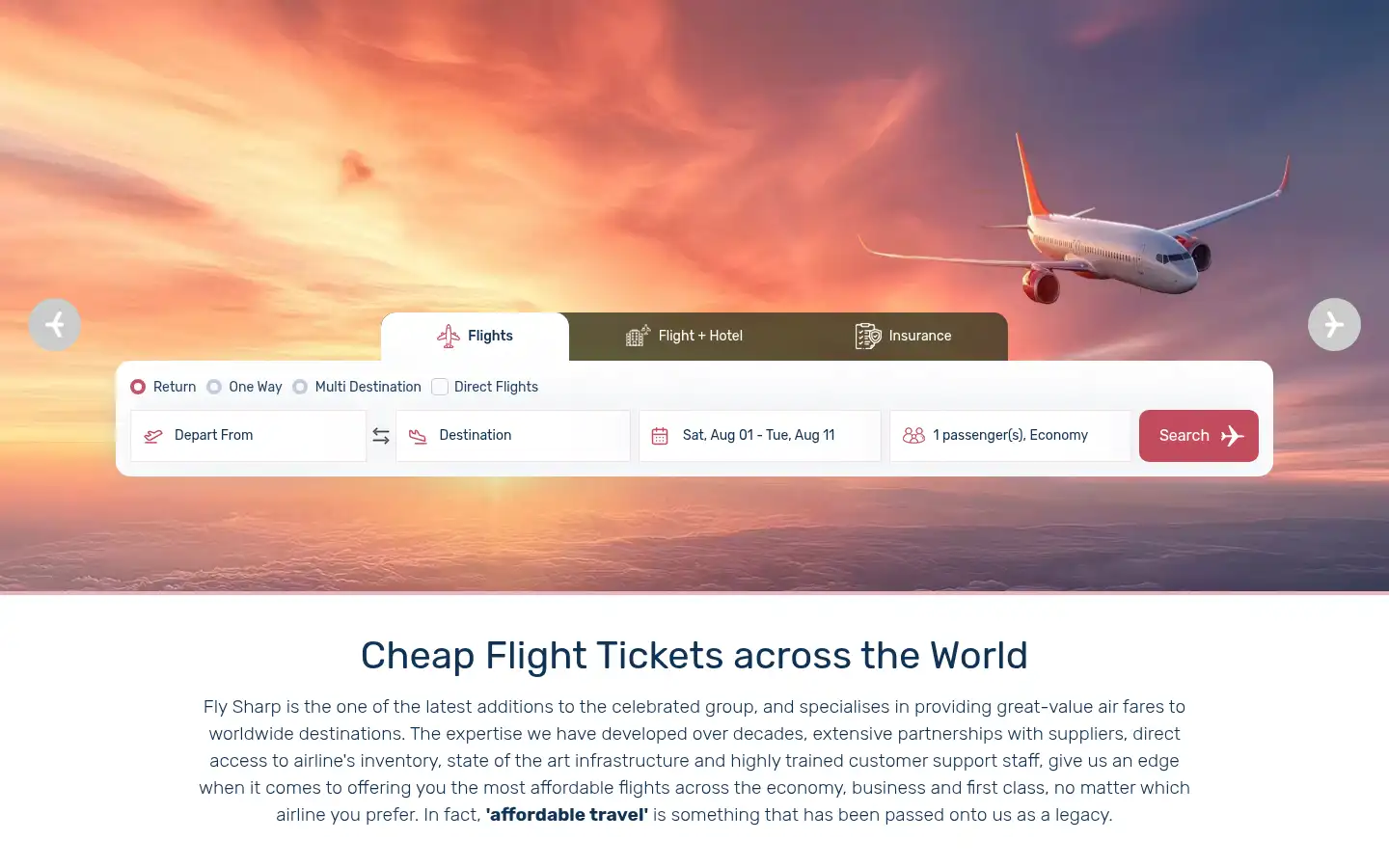 Screenshot of flysharp.com