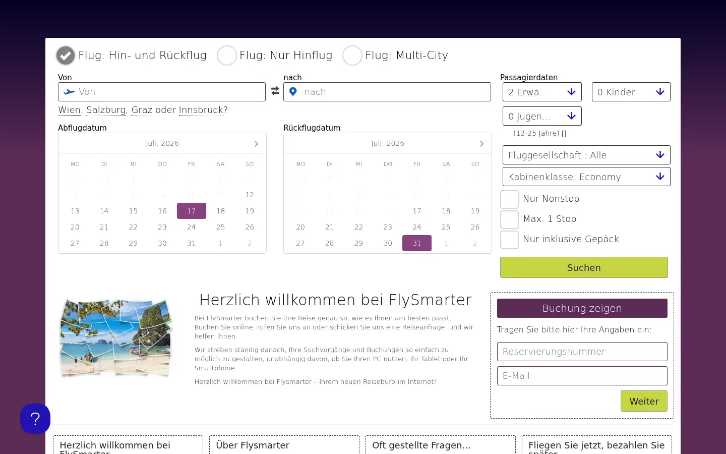 Screenshot of flysmarter.at