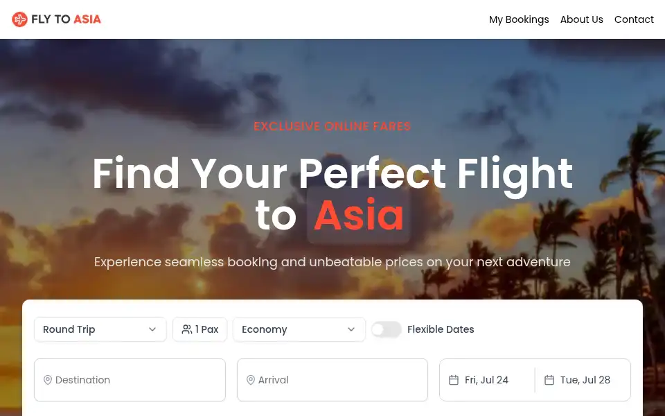 Screenshot of flytoasia.com