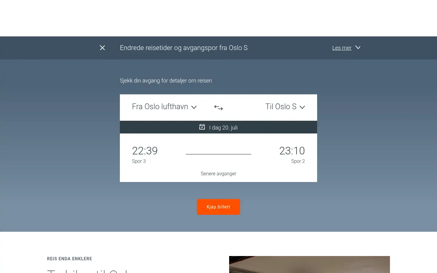 Screenshot of flytoget.no