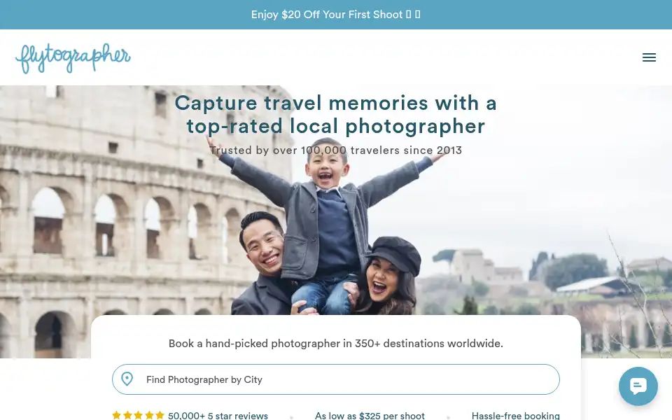 Screenshot of flytographer.com