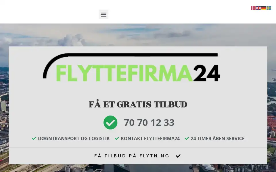 Screenshot of flyttefirma24.dk