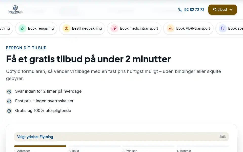 Screenshot of flyttefirma365.dk