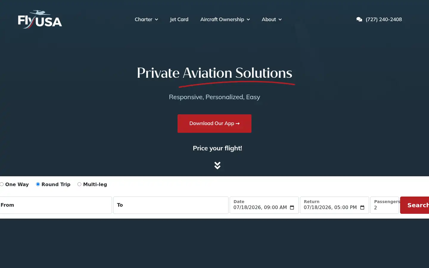 Screenshot of flyusa.com