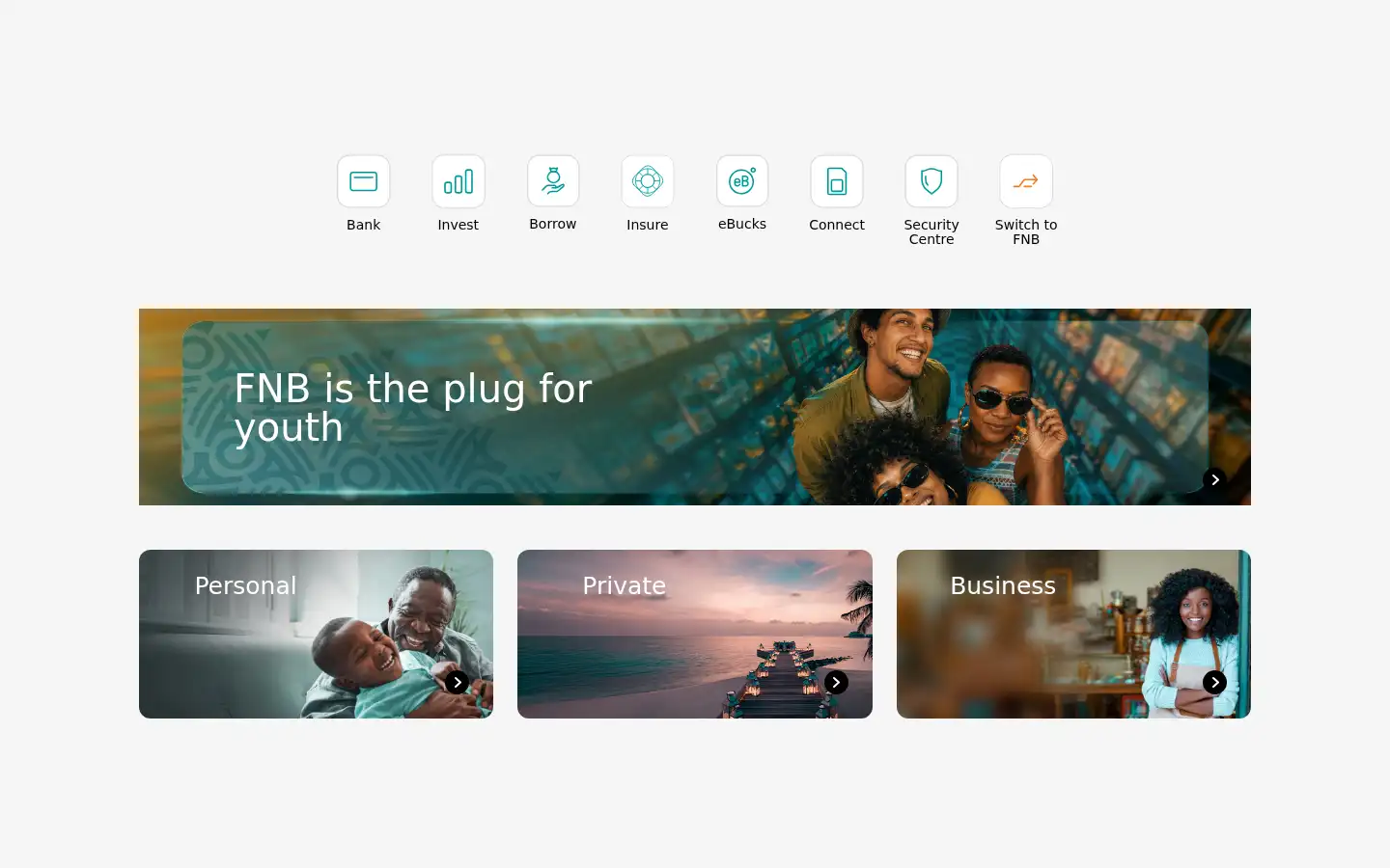 Screenshot of fnb.co.za