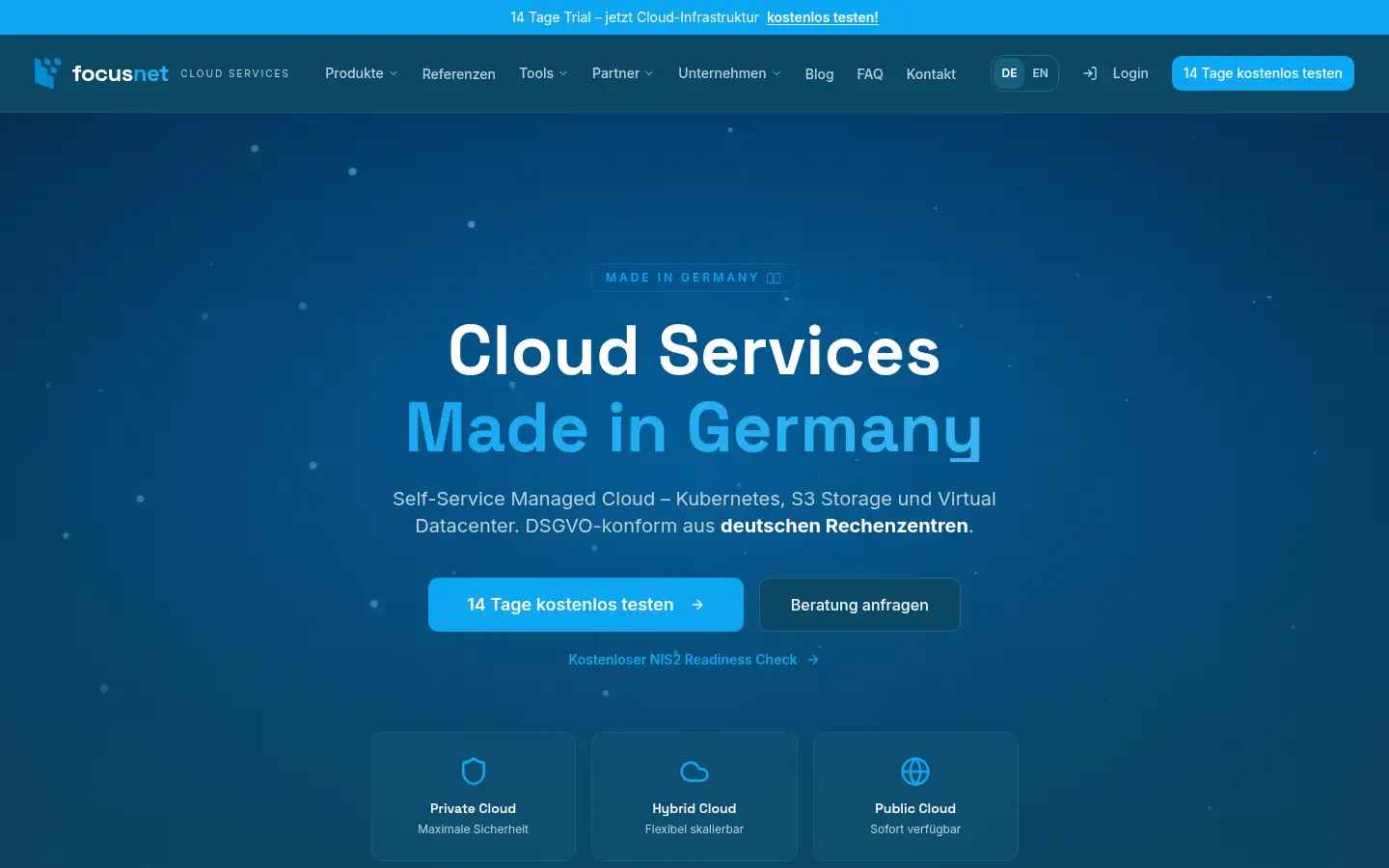 Screenshot of focusnet-cloud.de