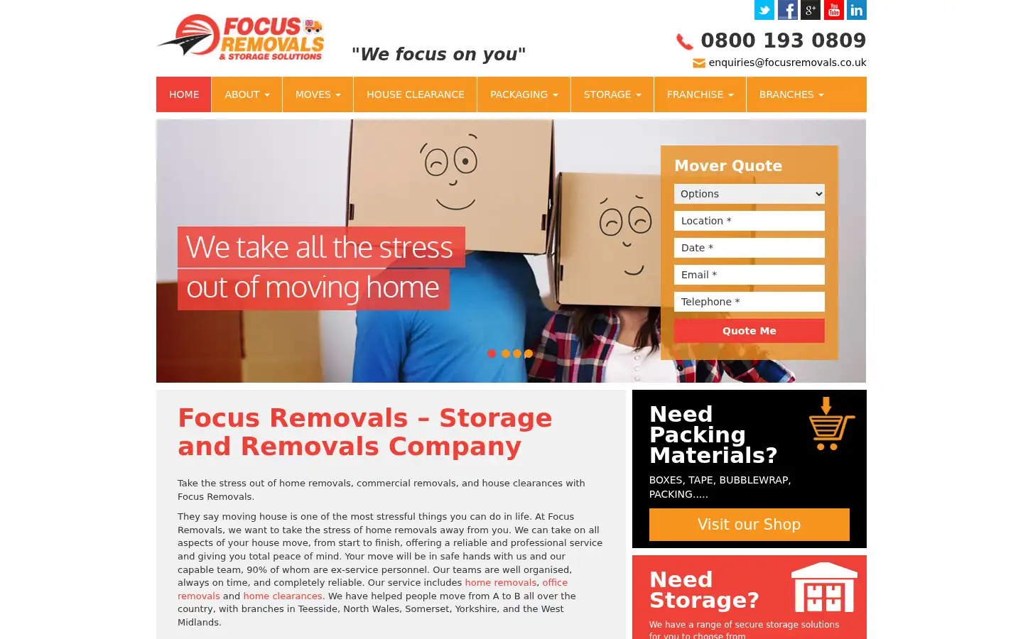 Screenshot of focusremovals.co.uk
