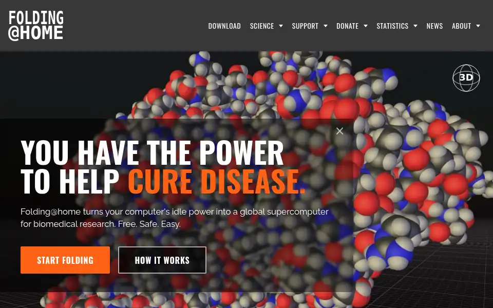 Screenshot of foldingathome.org