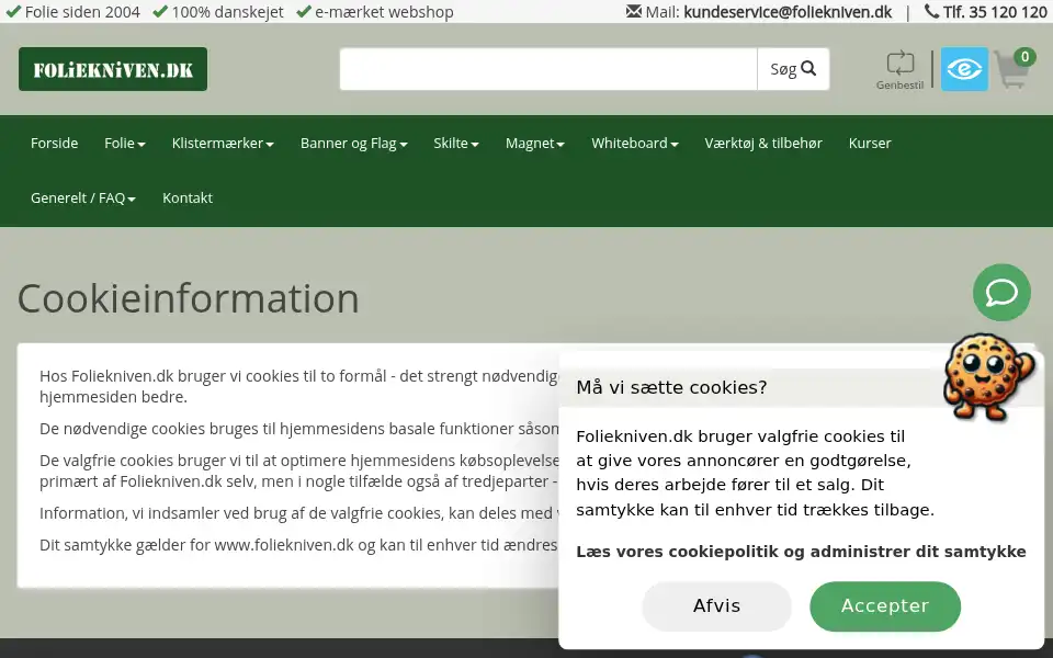 Screenshot of foliekniven.dk