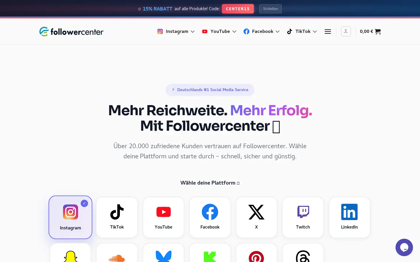 Screenshot of followercenter.de