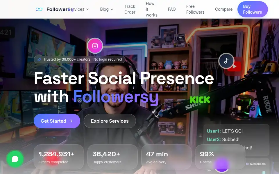 Screenshot of followersy.com