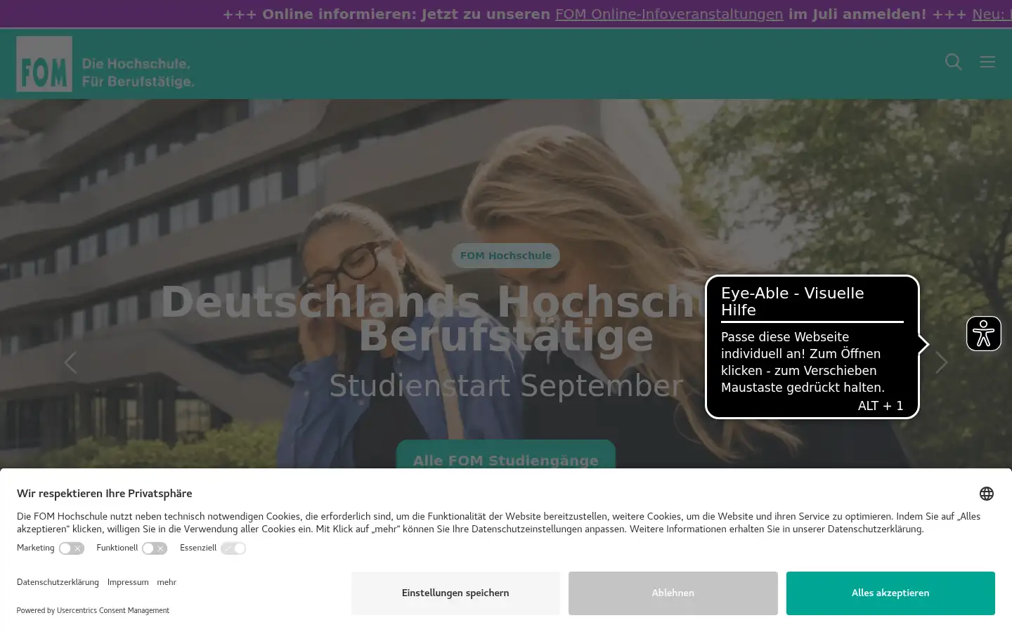 Screenshot of fom.de