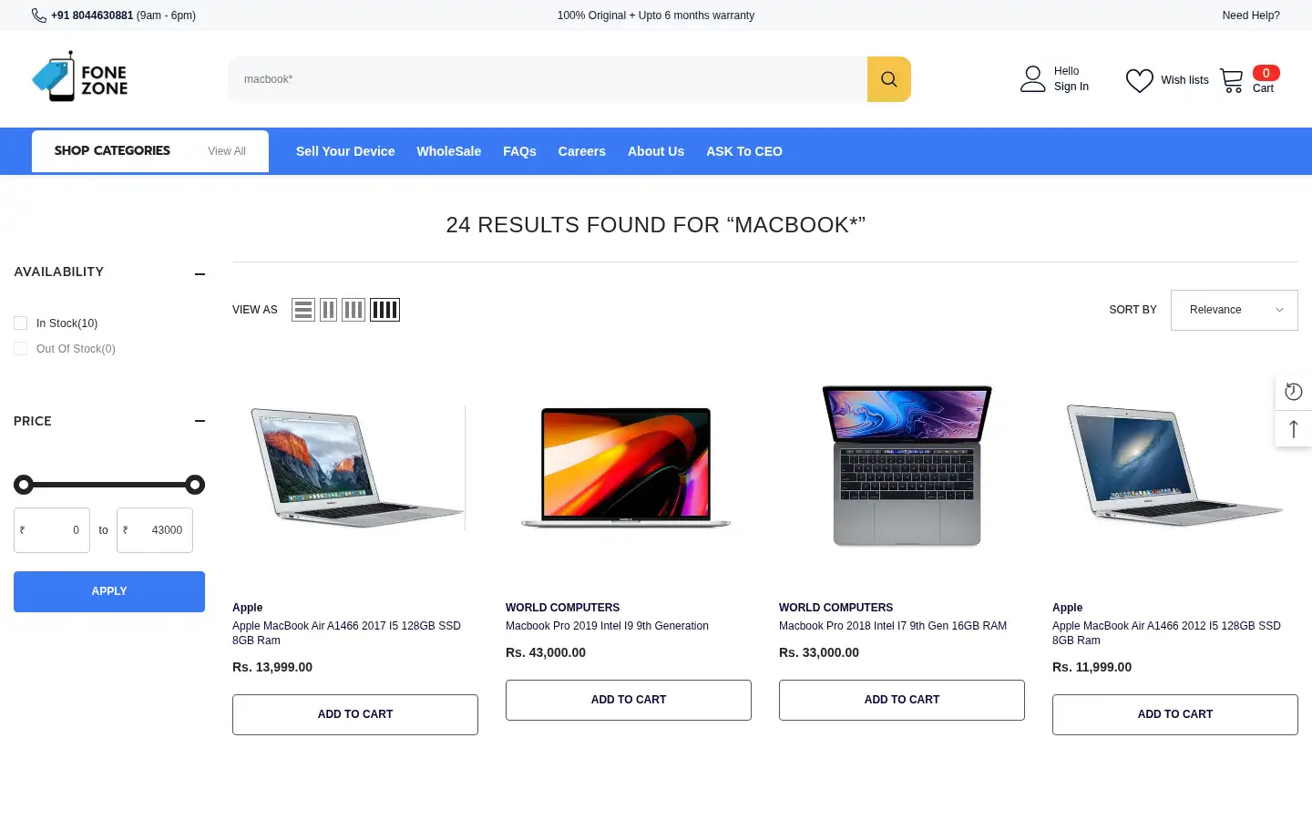 Screenshot of fonezone.in