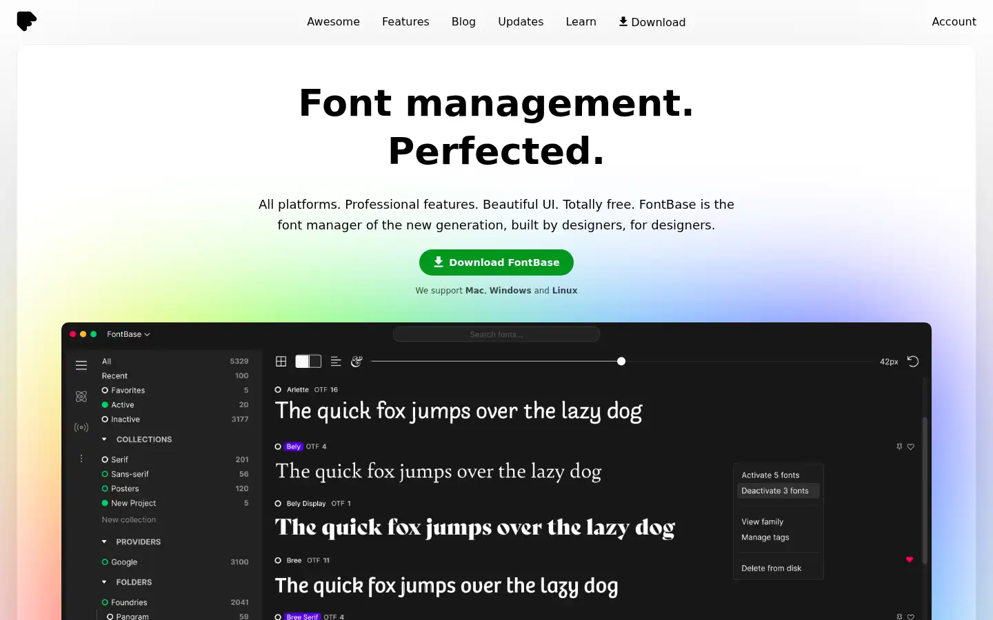 Screenshot of fontba.se