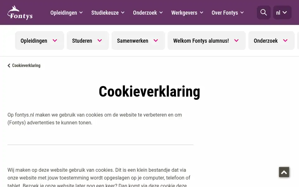 Screenshot of fontys.nl