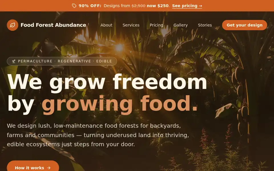 Screenshot of foodforestabundance.com