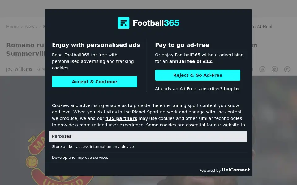 Screenshot of football365.com